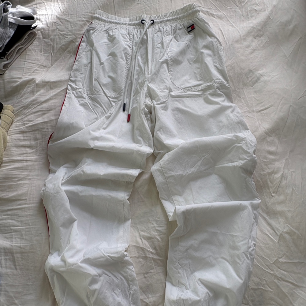 Tommy Hilfiger White Joggers with Red Accents